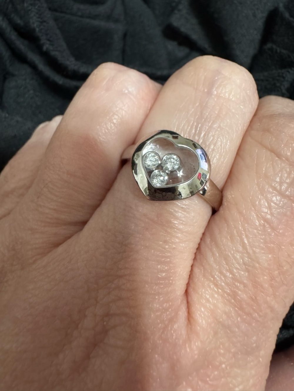 Authentic Chopard Happy Diamonds ring in 18k White Gold
